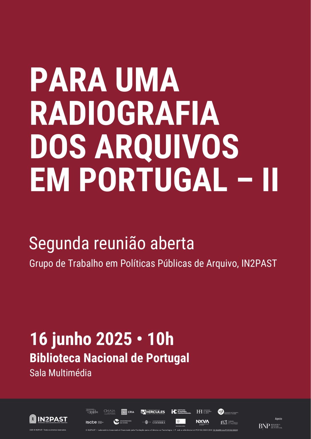 Cartaz da reunião aberta Para uma radiografia dos arquivos em Portugal - II