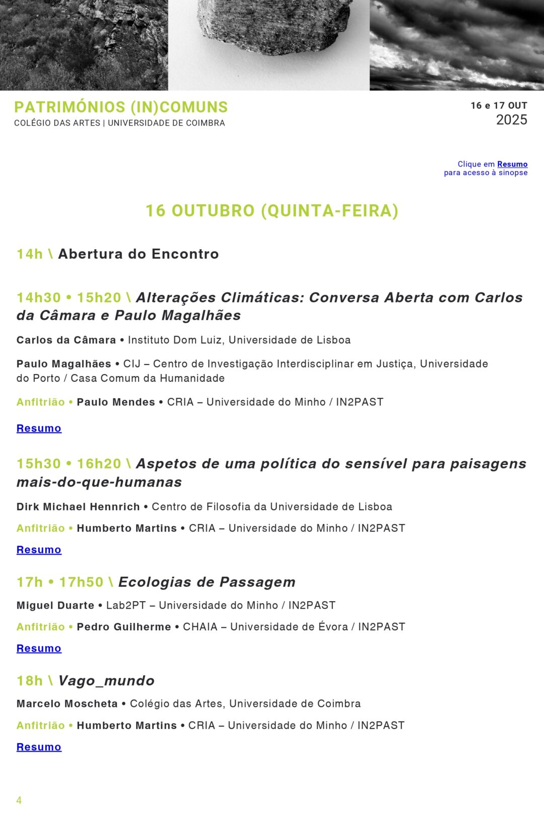 Programa Patrimónios (In)Comuns, dia 16